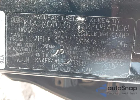 2015 Kia Forte Lx z USA, uszkodzony, nr VIN KNAFK4A63F5293187